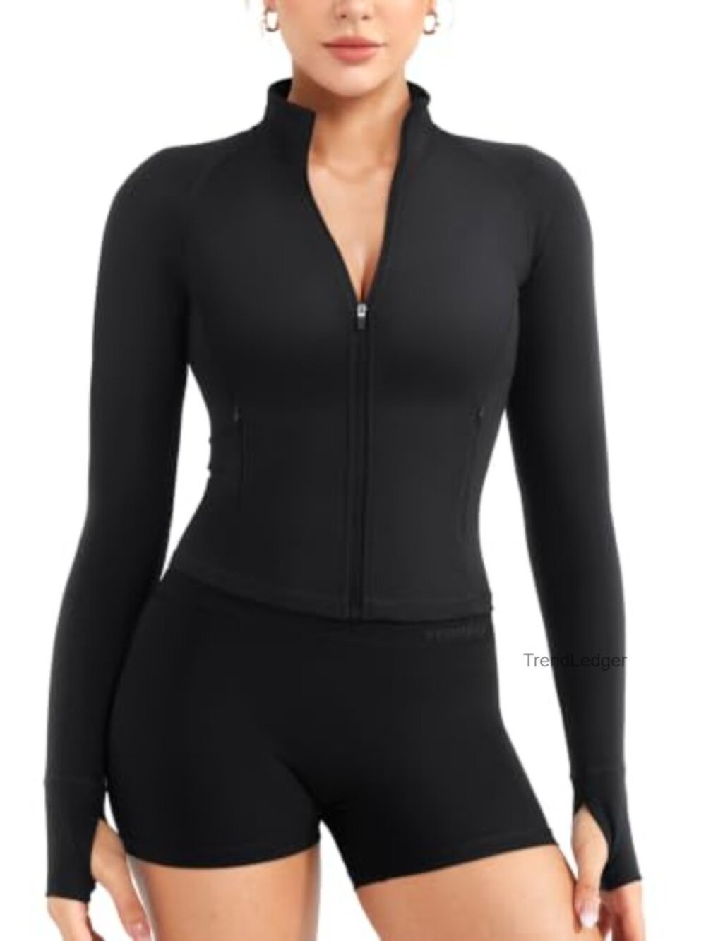 YEOREO CoreFlex Full Zip Workout Jacket Long Sleeve Thumb Hole